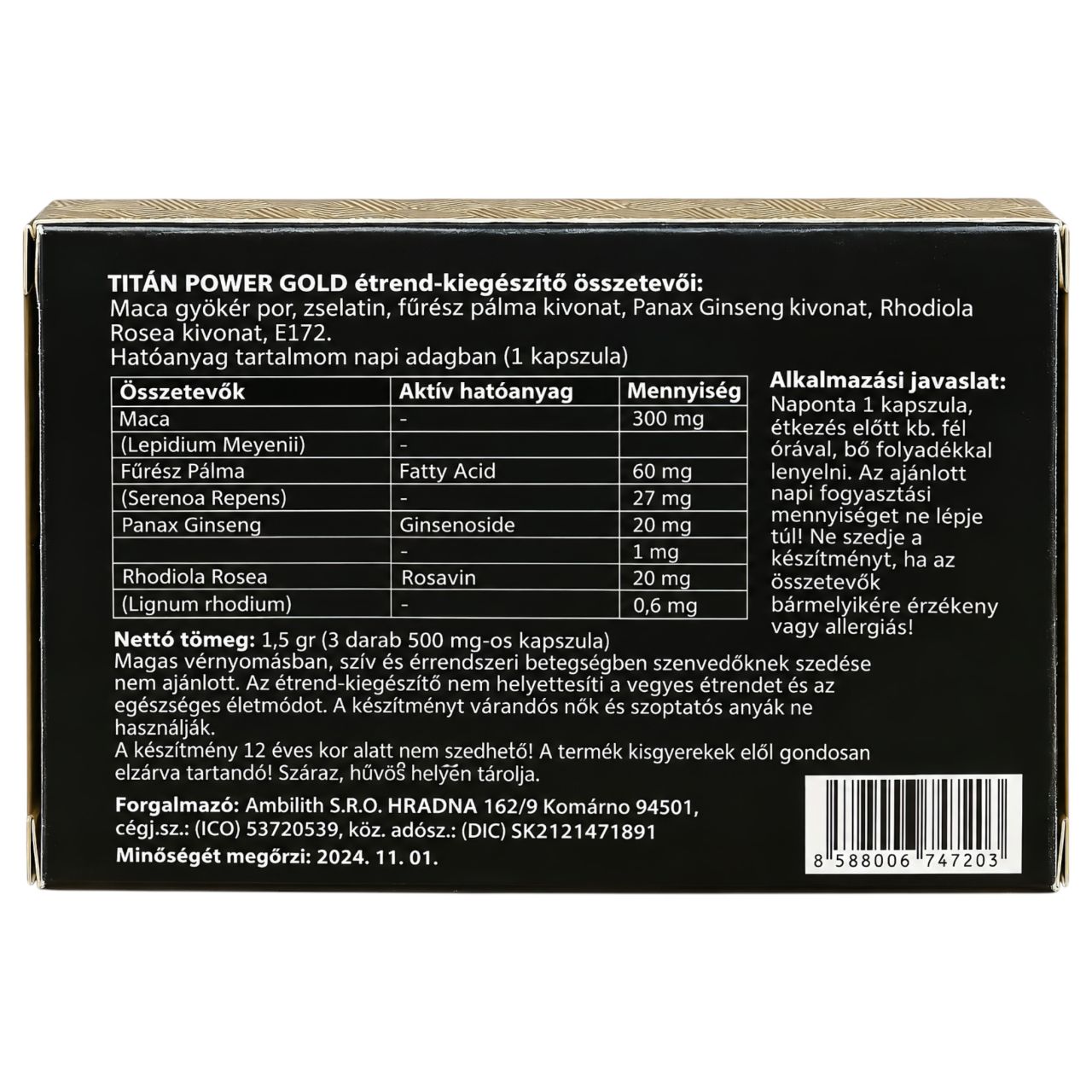 Titán Power Red - étrend-kiegészítő kapszula férfiaknak (3 db)