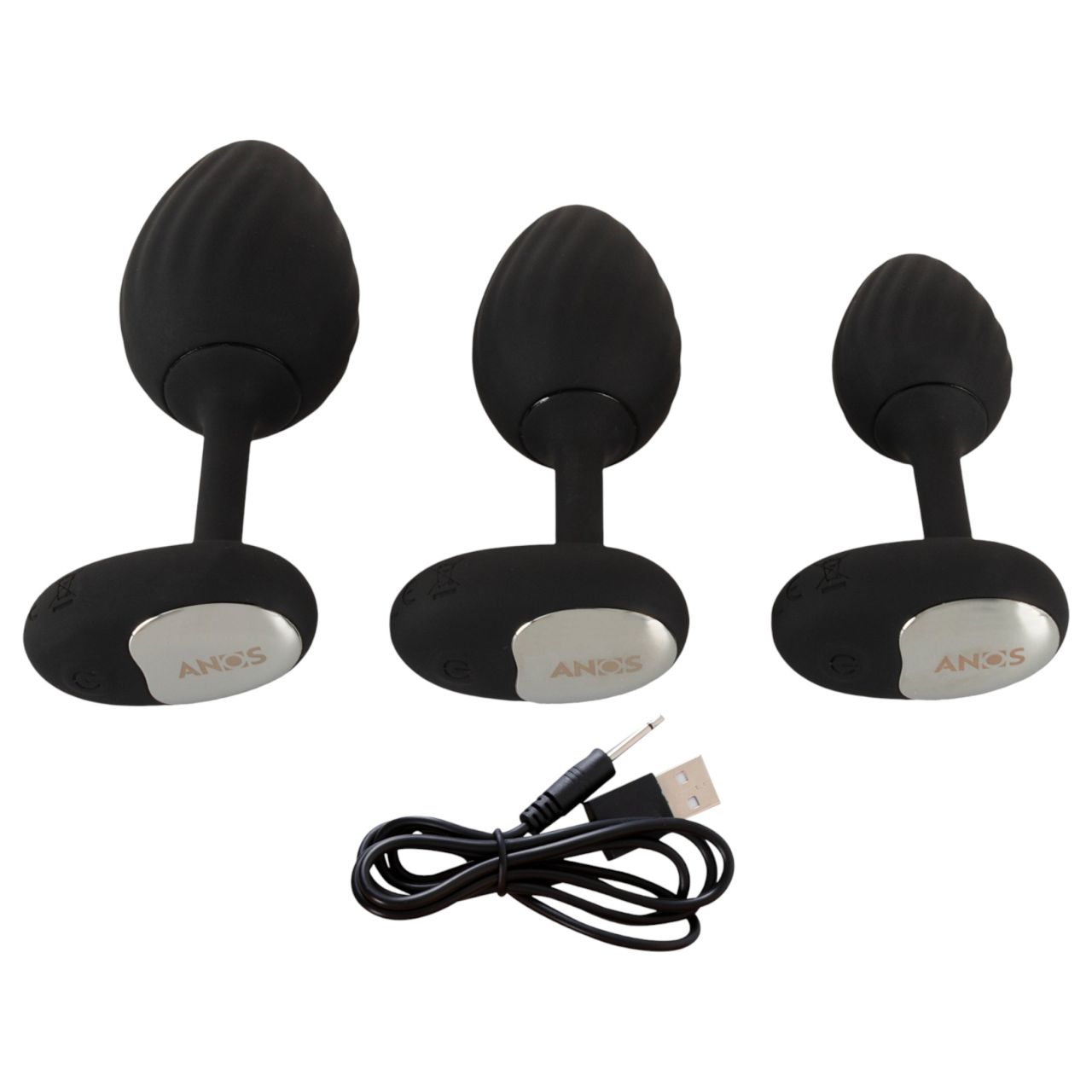 ANOS - vibrációs anál plug szett (fekete)