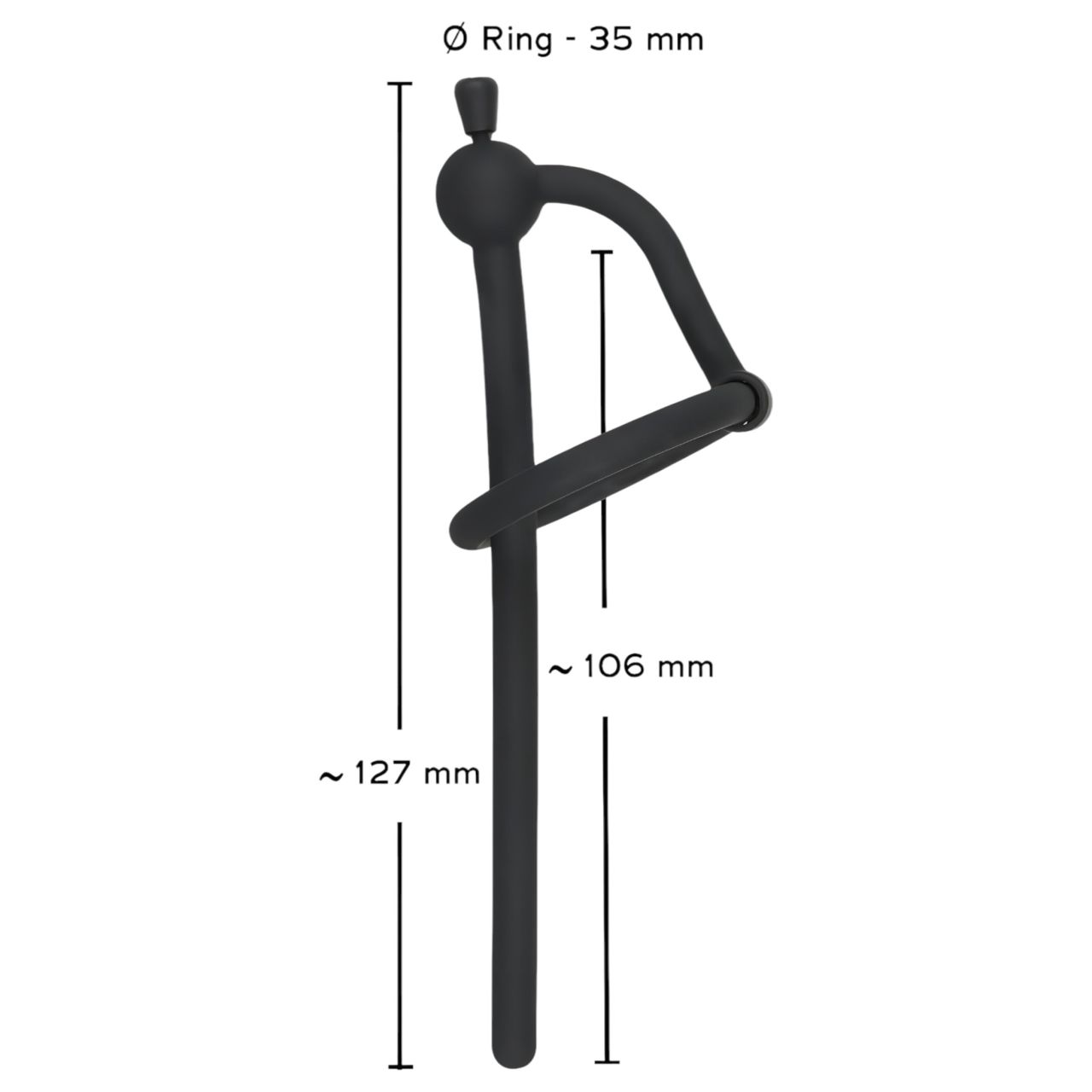 Penisplug - szilikon dilátor makkgyűrűvel (0,6mm) - fekete