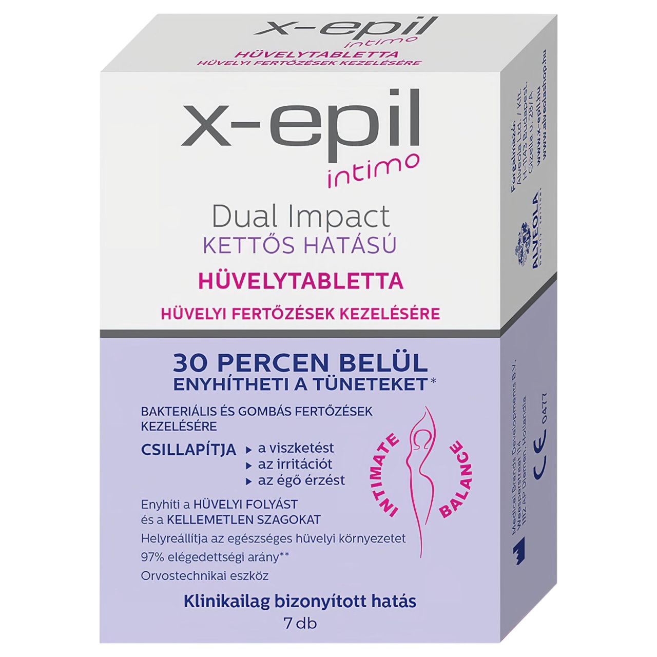 X-Epil Intimo Dual Impact - kettős hatású hüvelytabletta (7db)