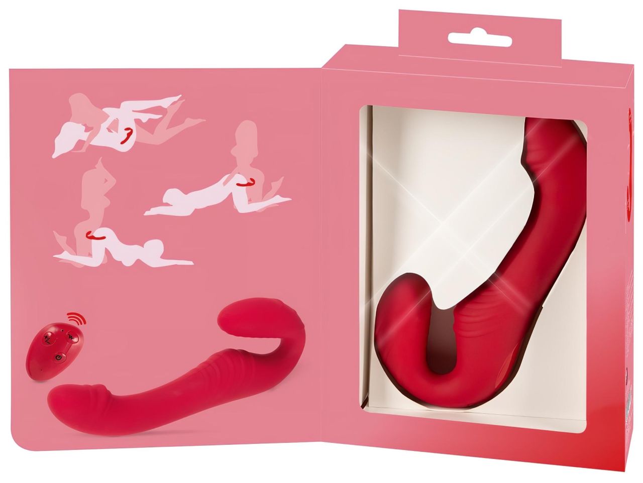 You2Toys Strapless - rádiós, felcsatolható vibrátor (piros)
