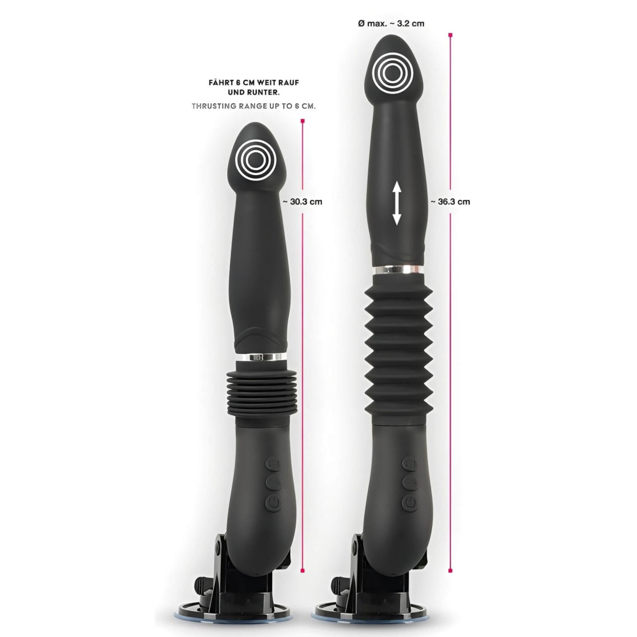You2Toys - RC Fucking Machine - akkus lökő vibrátor (fekete)