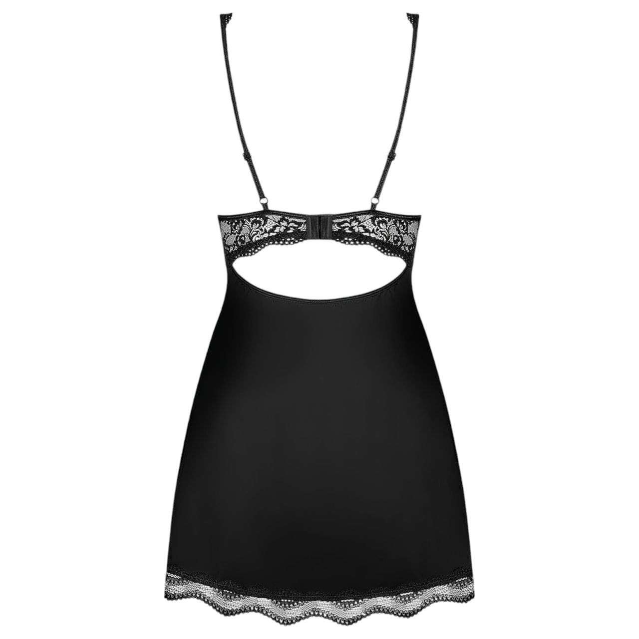 Obsessive Luvae - virágos, strasszos hálóing és tanga (fekete)