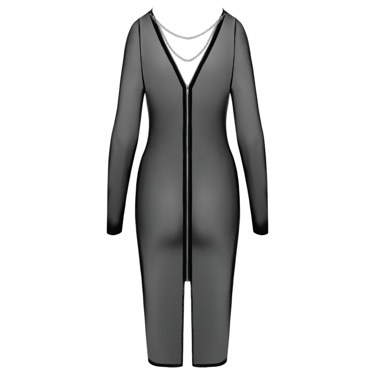 Cottelli Party - áttetsző, cipzáras ruha (fekete)