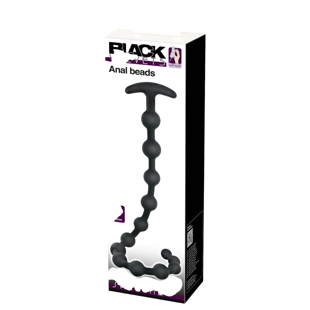 Black Velvets - gyöngyös anál dildó (fekete)