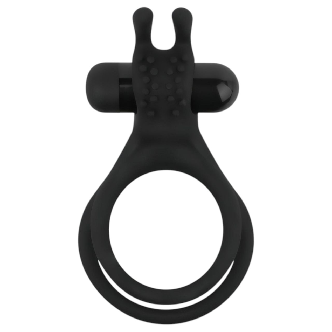 Easytoys Share Ring - vibrációs pénisz- és heregyűrű (fekete)