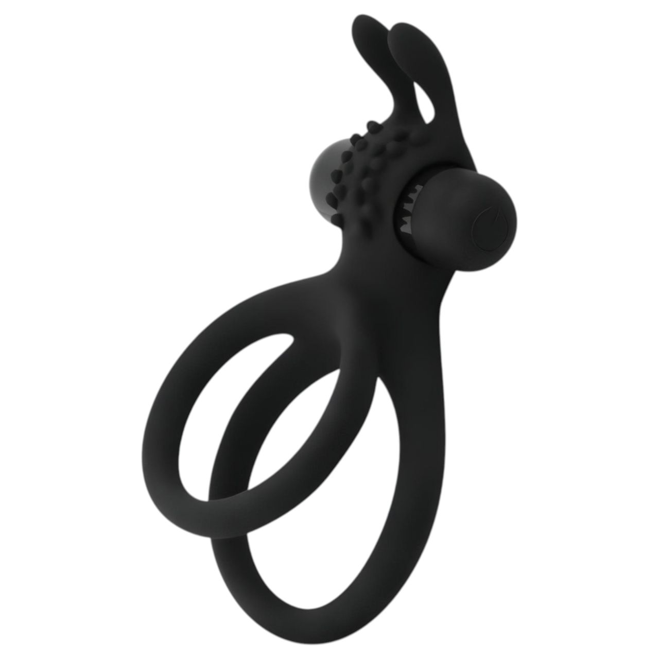 Easytoys Share Ring - vibrációs pénisz- és heregyűrű (fekete)