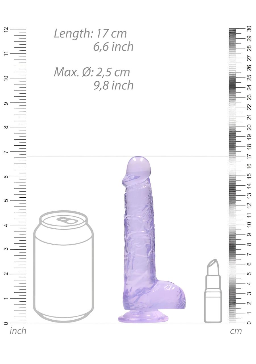 RealRock - átlátszó élethű dildó - lila (15cm)