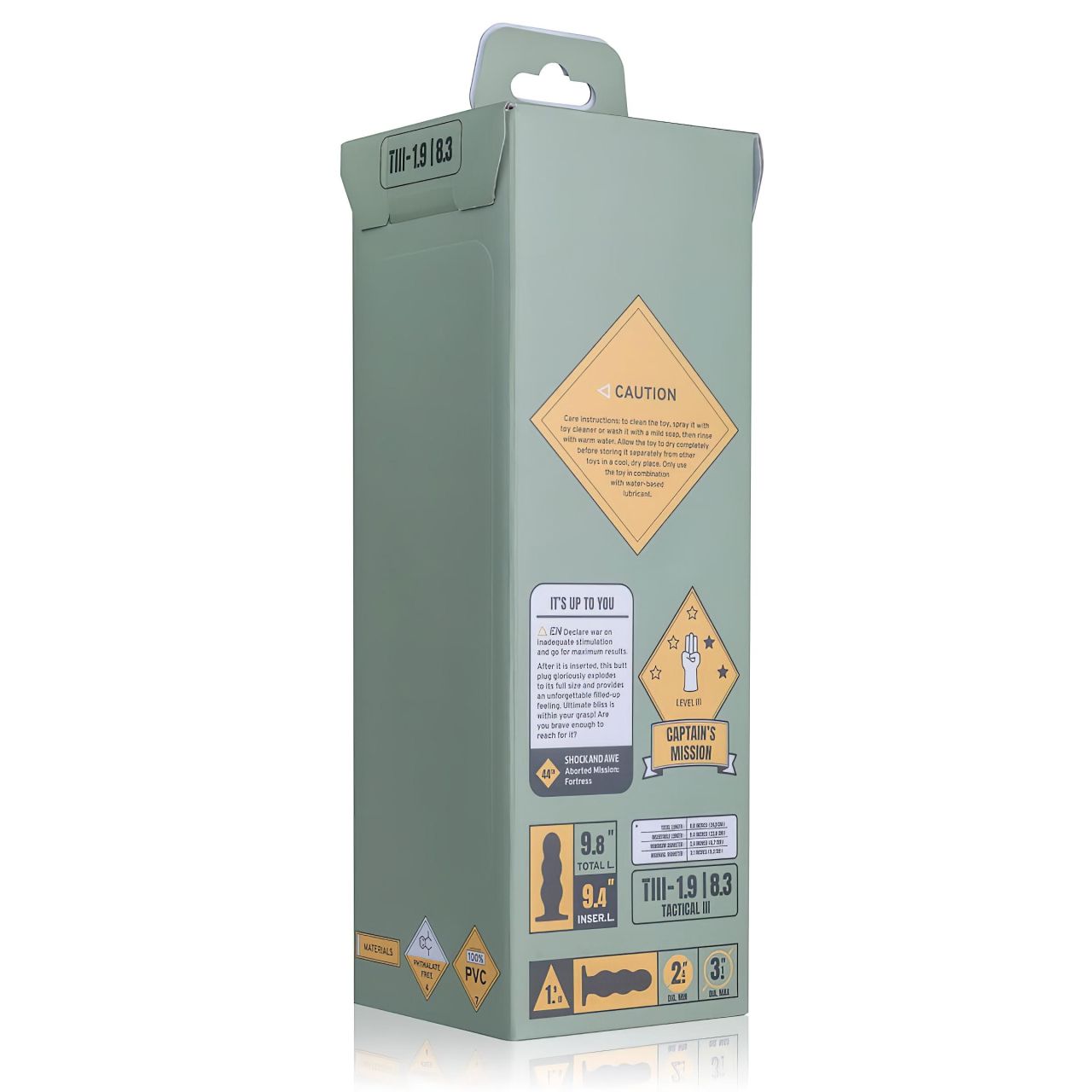 BUTTR Tactical III - tapadókorongos dildó (fekete)