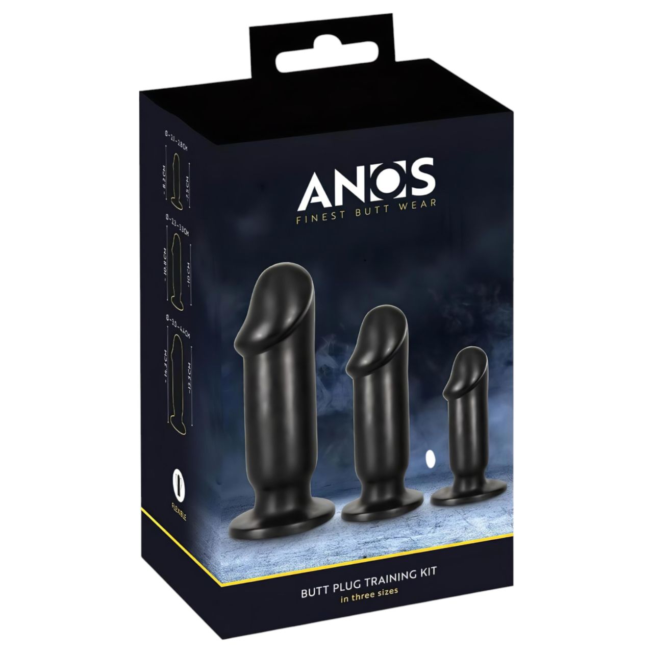 Anos Training Kit - fekete anál plug szett kezdőknek (3 részes)
