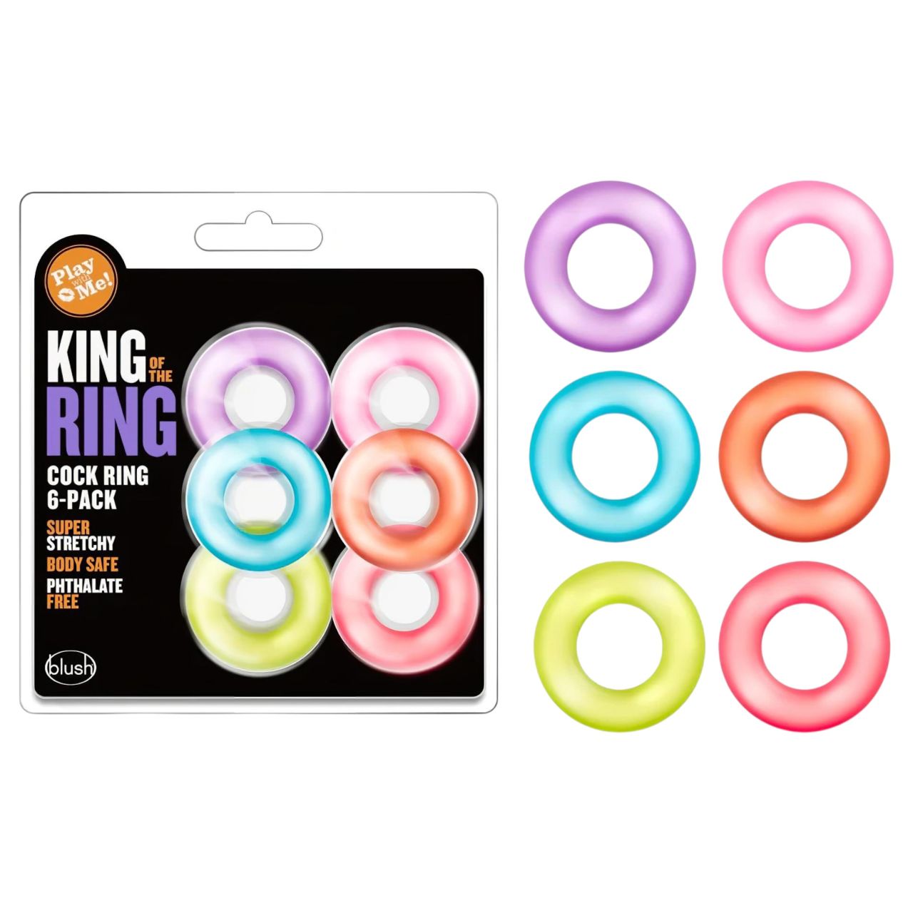 King of the Ring - péniszgyűrű szett - színes (6db)