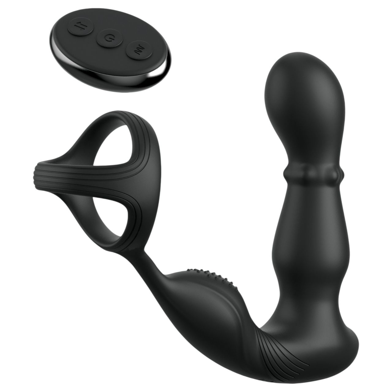 Anal Fantasy Ass-Gasm - forgó fejes anál vibrátor péniszgyűrűvel (fekete)