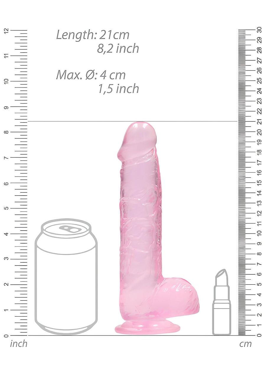 RealRock - átlátszó élethű dildó - pink (19cm)
