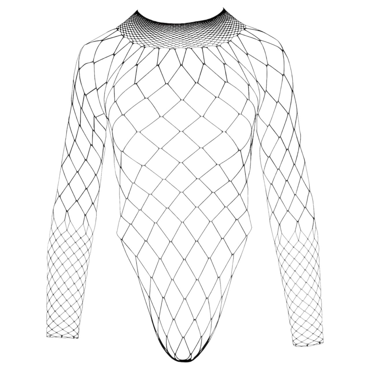 NO:XQSE - hosszúujjú, hálós necc body (fekete, S-L)