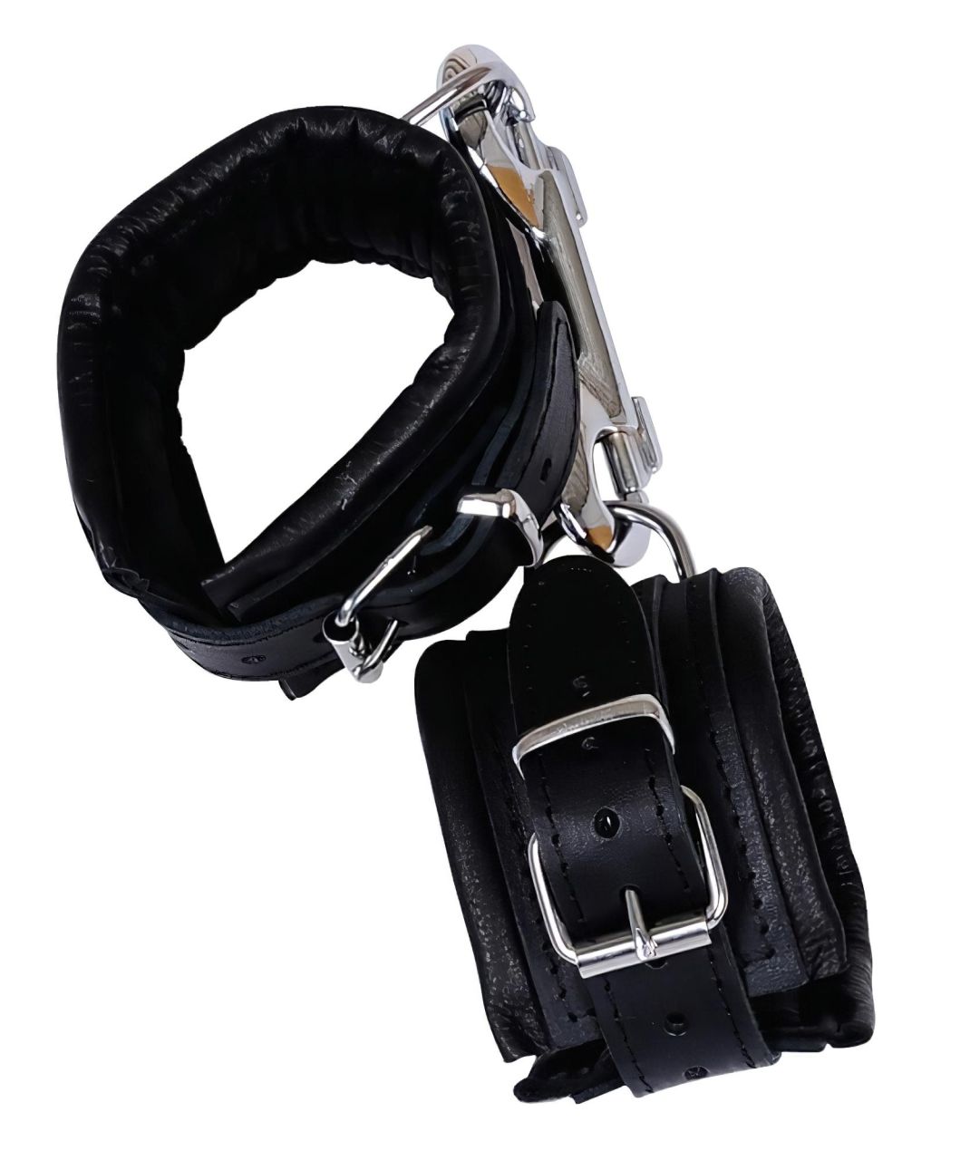ZADO - bőr csukló bilincs és karabiner (fekete)