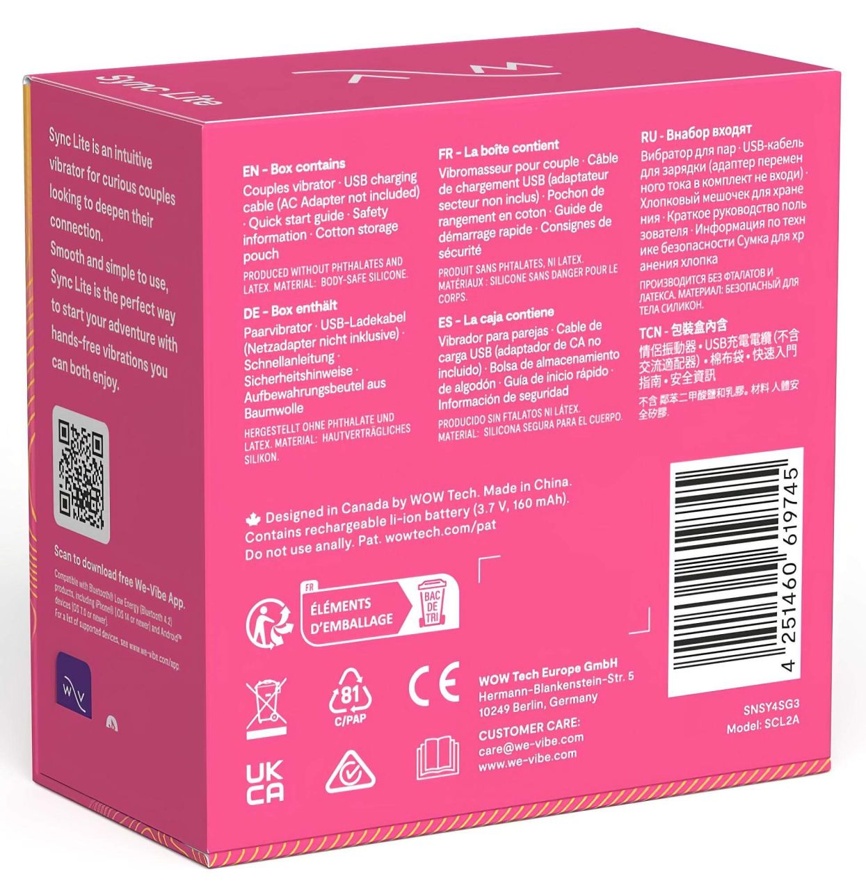 We-Vibe Sync Lite - App- és távirányítós párvibrátor (pink)