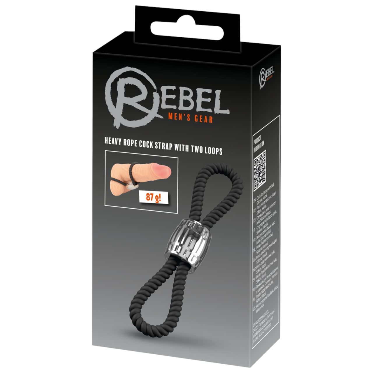 Rebel Heavy Rope - állítható pénisz-és heregyűrű (fekete)