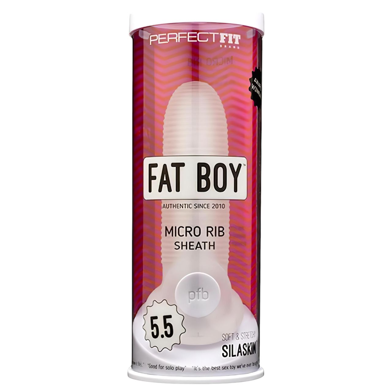 Perfect Fit - Fat Boy Micro Ribbed - péniszköpeny (15 cm, fehér)