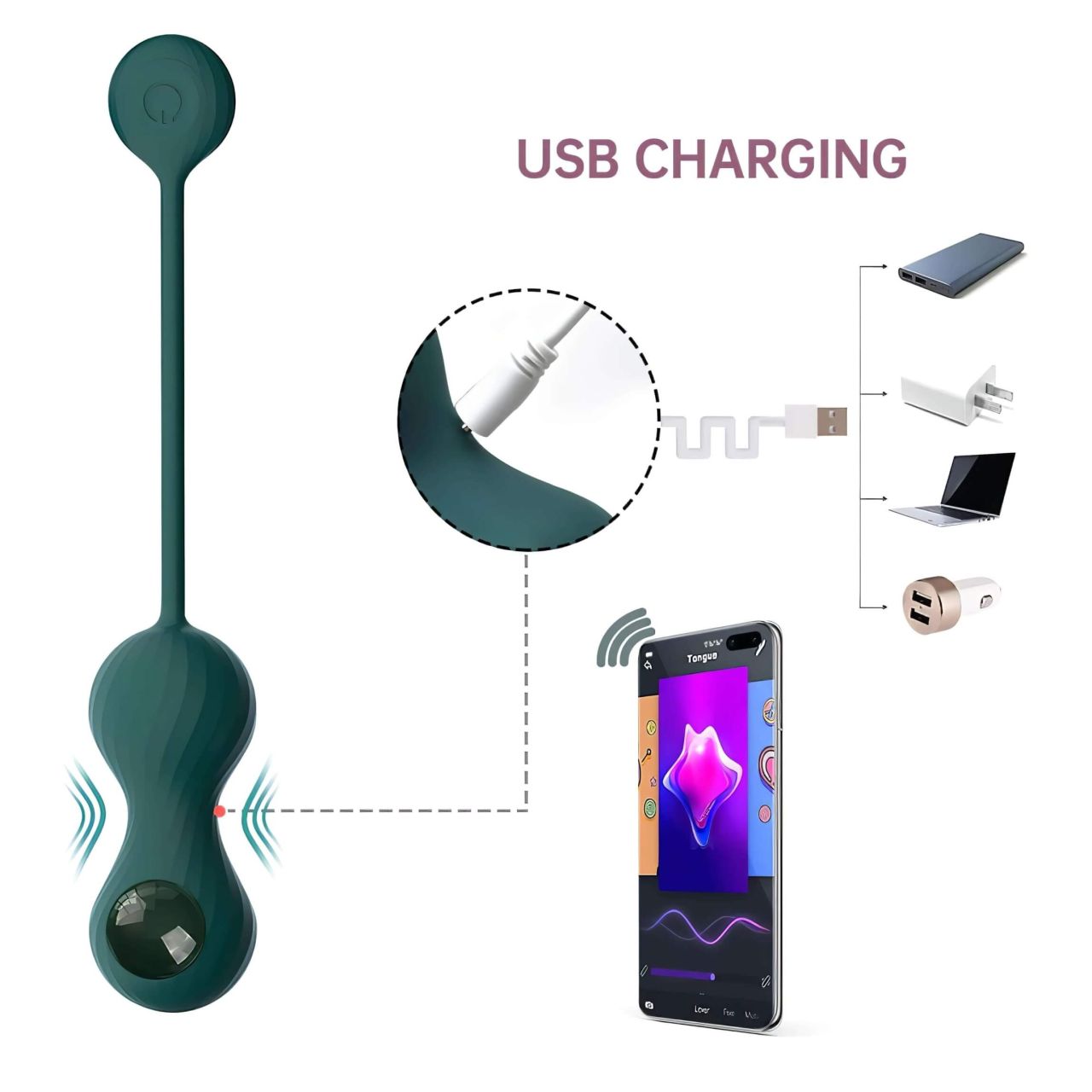 Magic Motion Crystal Duo – App-vezérelt vibrációs gésagolyó (zöld)