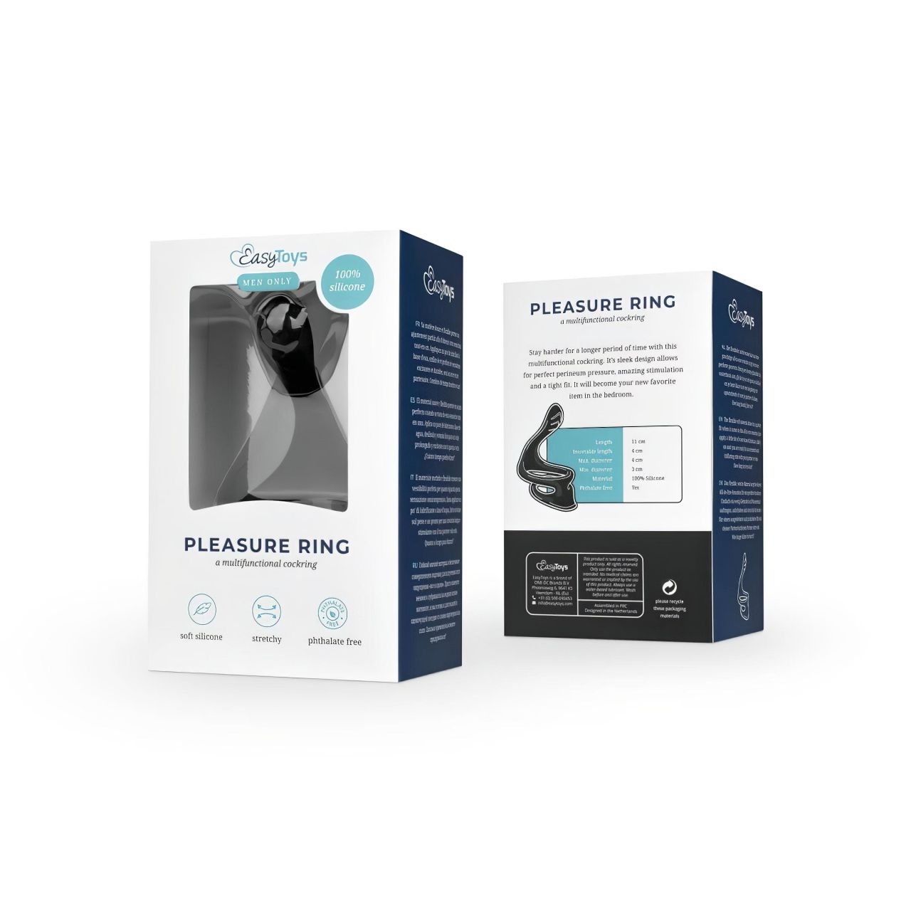 EasyToys Pleasure Ring - rugalmas pénisz- és heregyűrű (fekete)