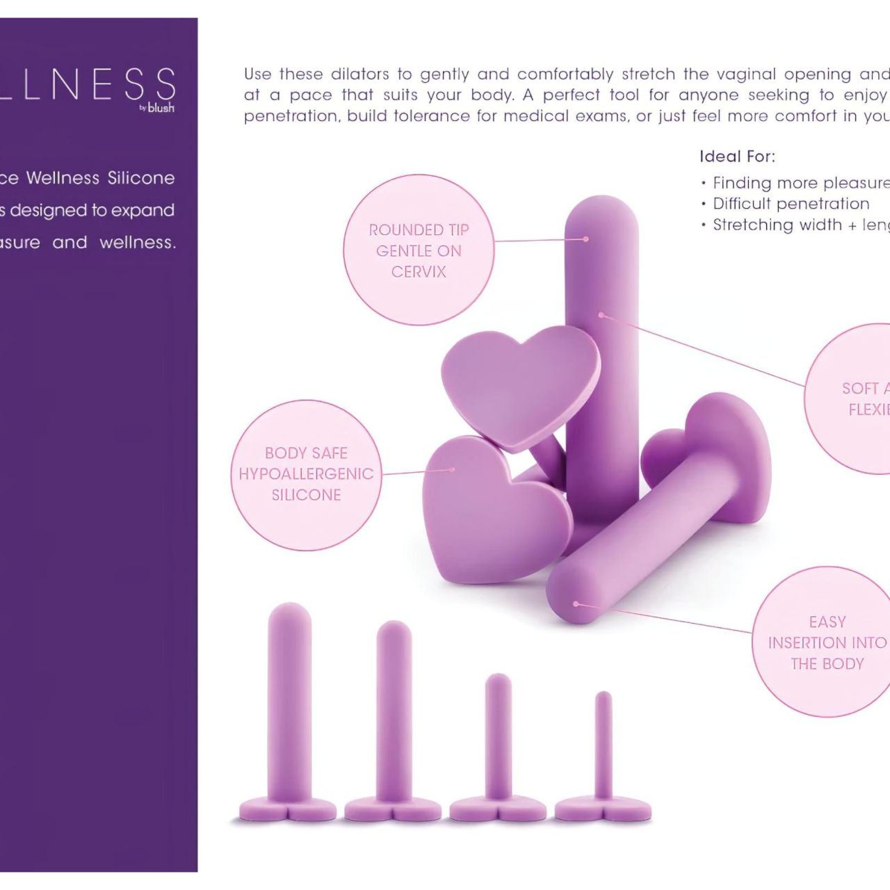 Blush Wellness - hüvely tágító szett (lila) Blush Wellness - hüvely tágító szett (lila)