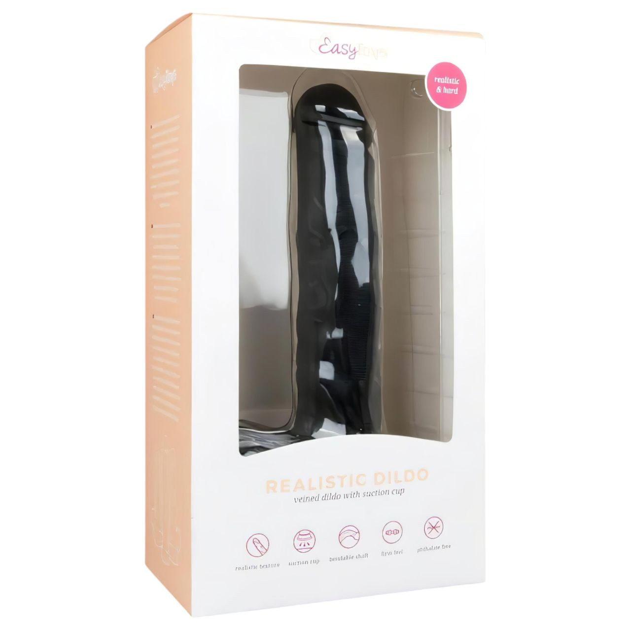 EasyToys - tapadókorongos, herés nagy dildó (29,5 cm, fekete)