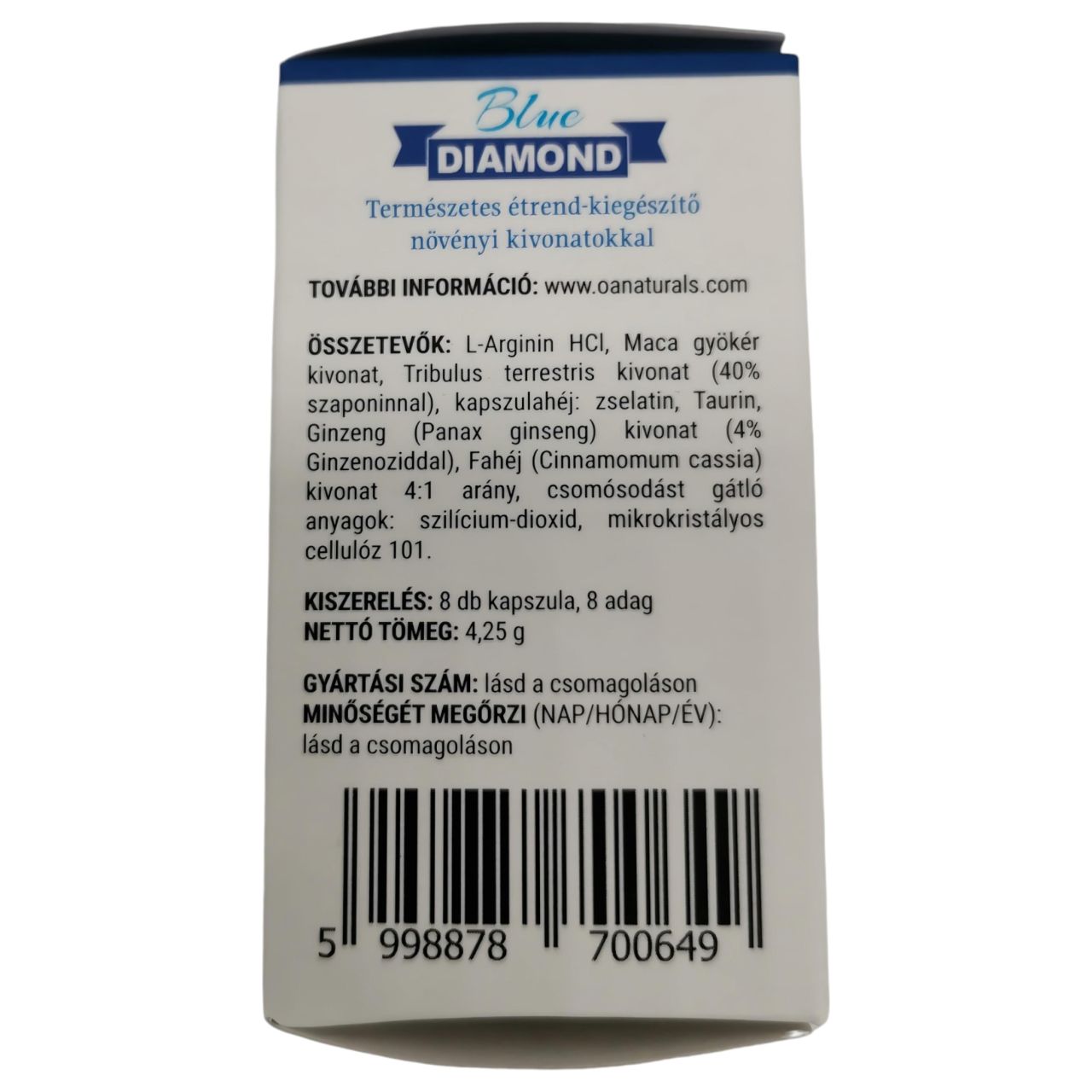 Blue Diamond - természetes étrend-kiegészítő kapszula férfiaknak (8 db) Blue Diamond - természetes étrend-kiegészítő kapszula férfiaknak (8 db)