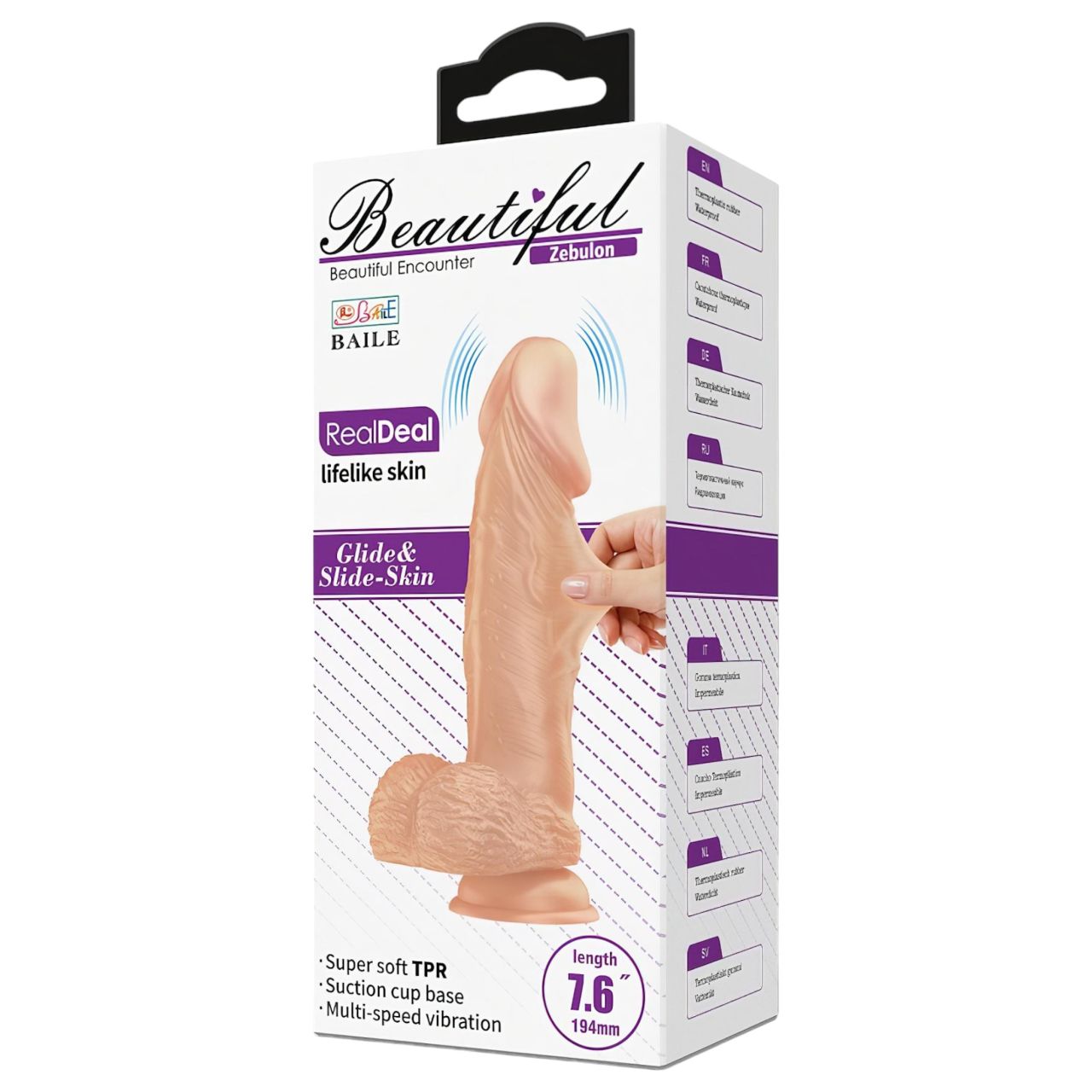 Baile Zebulon - élethű, herés vibrátor - 19 cm (natúr)