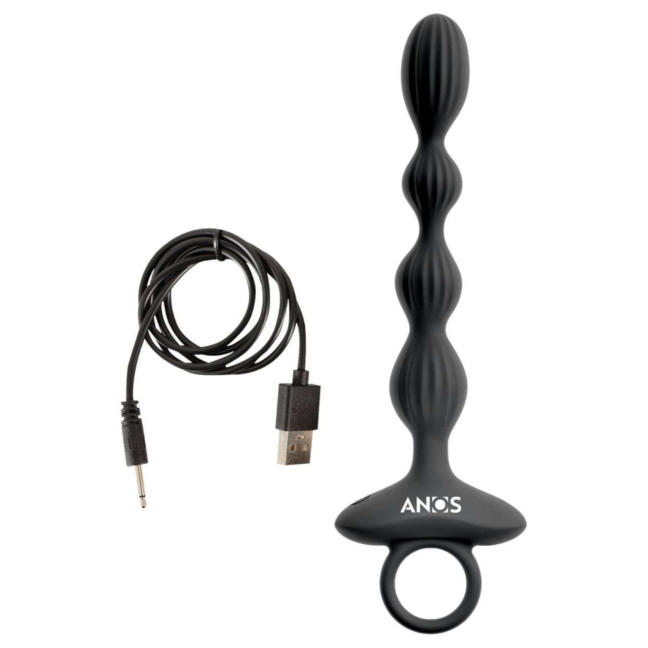 Anos - 2 motoros anál vibrátor mozgó golyókkal (fekete)