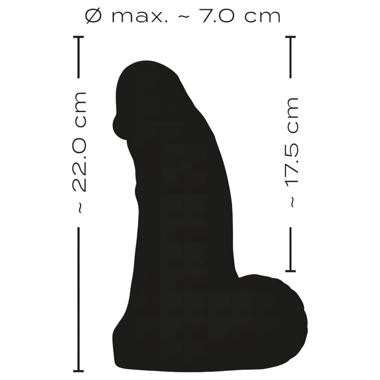 realistixxx Real Giant - herés dildó - 22 cm (fekete)