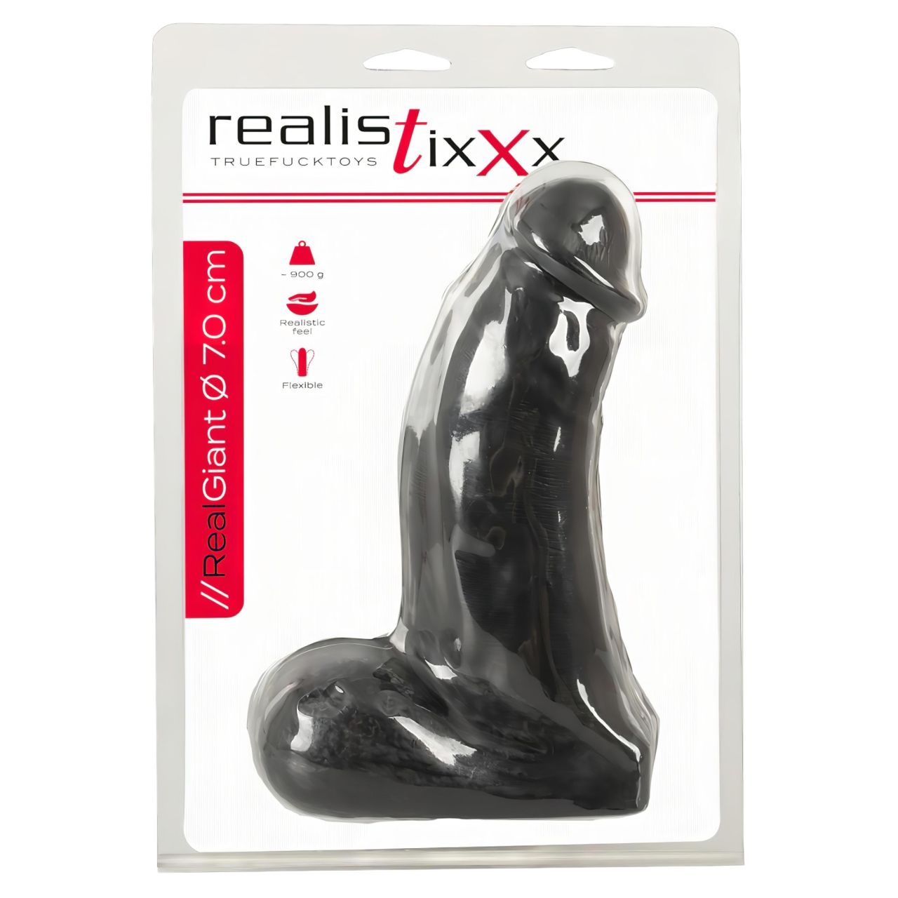 realistixxx Real Giant - herés dildó - 22 cm (fekete)
