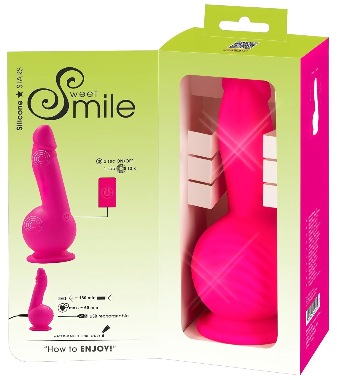 / SMILE Powerful - akkus, 2 motoros tapadókorongos vibrátor (pink)