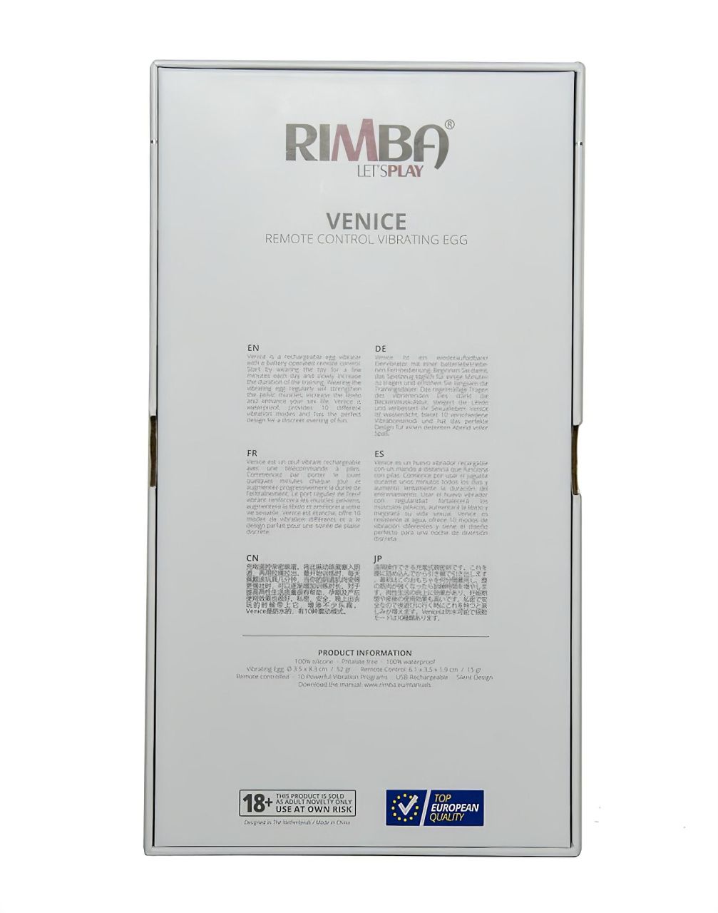 Rimba Venice - hordható akkus, rádiós vibrációs tojás (fekete)