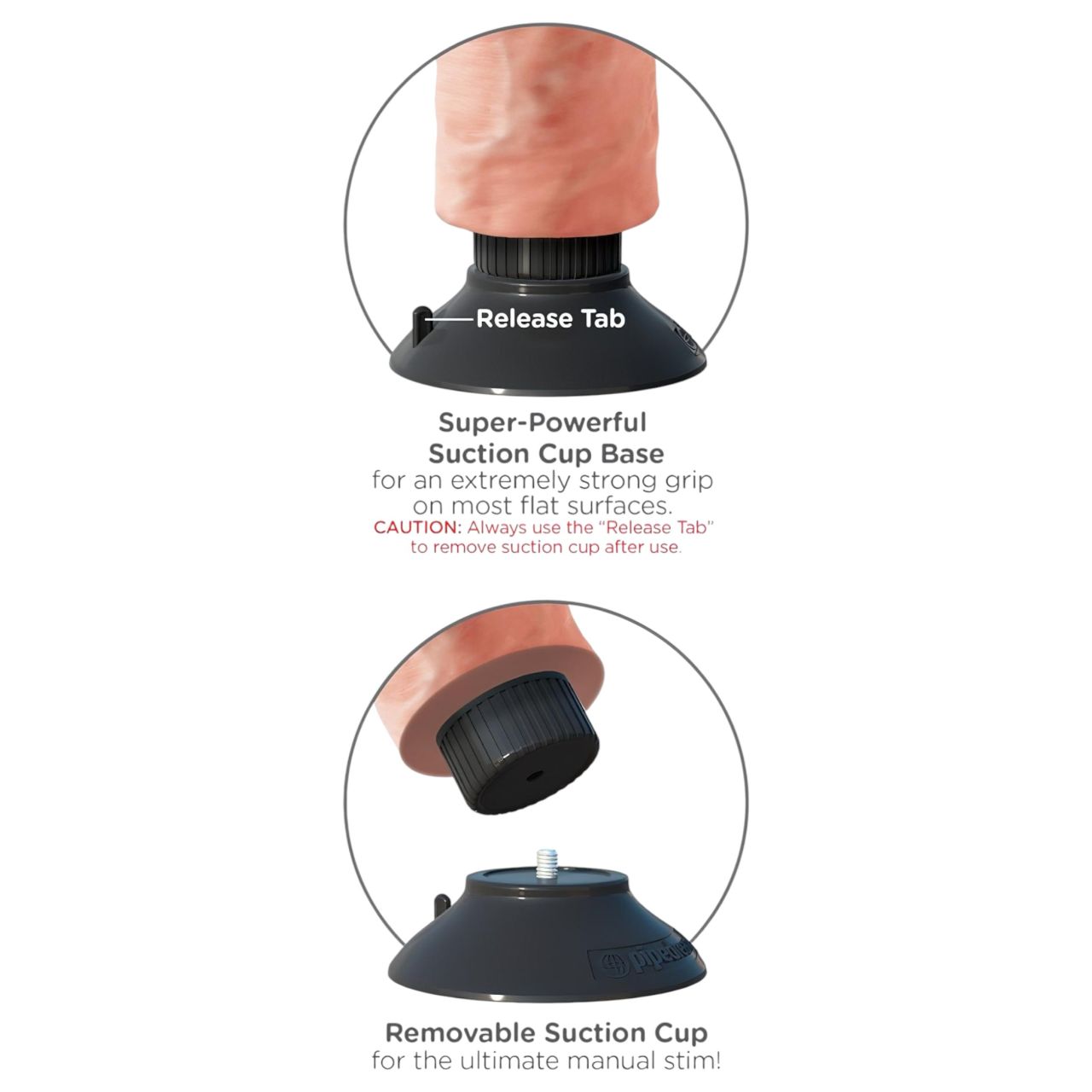 King Cock 10 tapadókorongos vibrátor (25 cm, testszínű)
