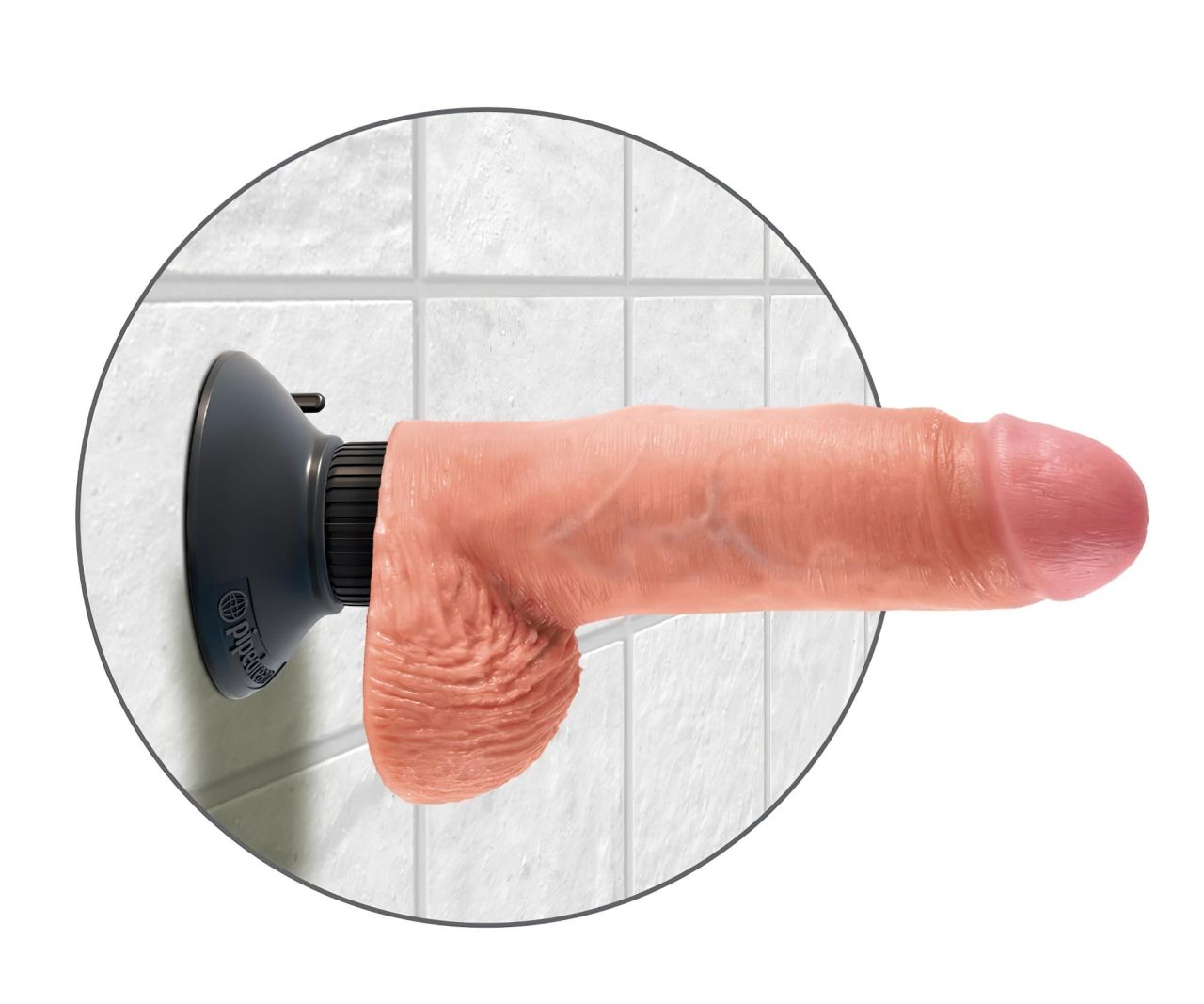 King Cock 7 tapadókorongos vibrátor (18 cm, natúr)