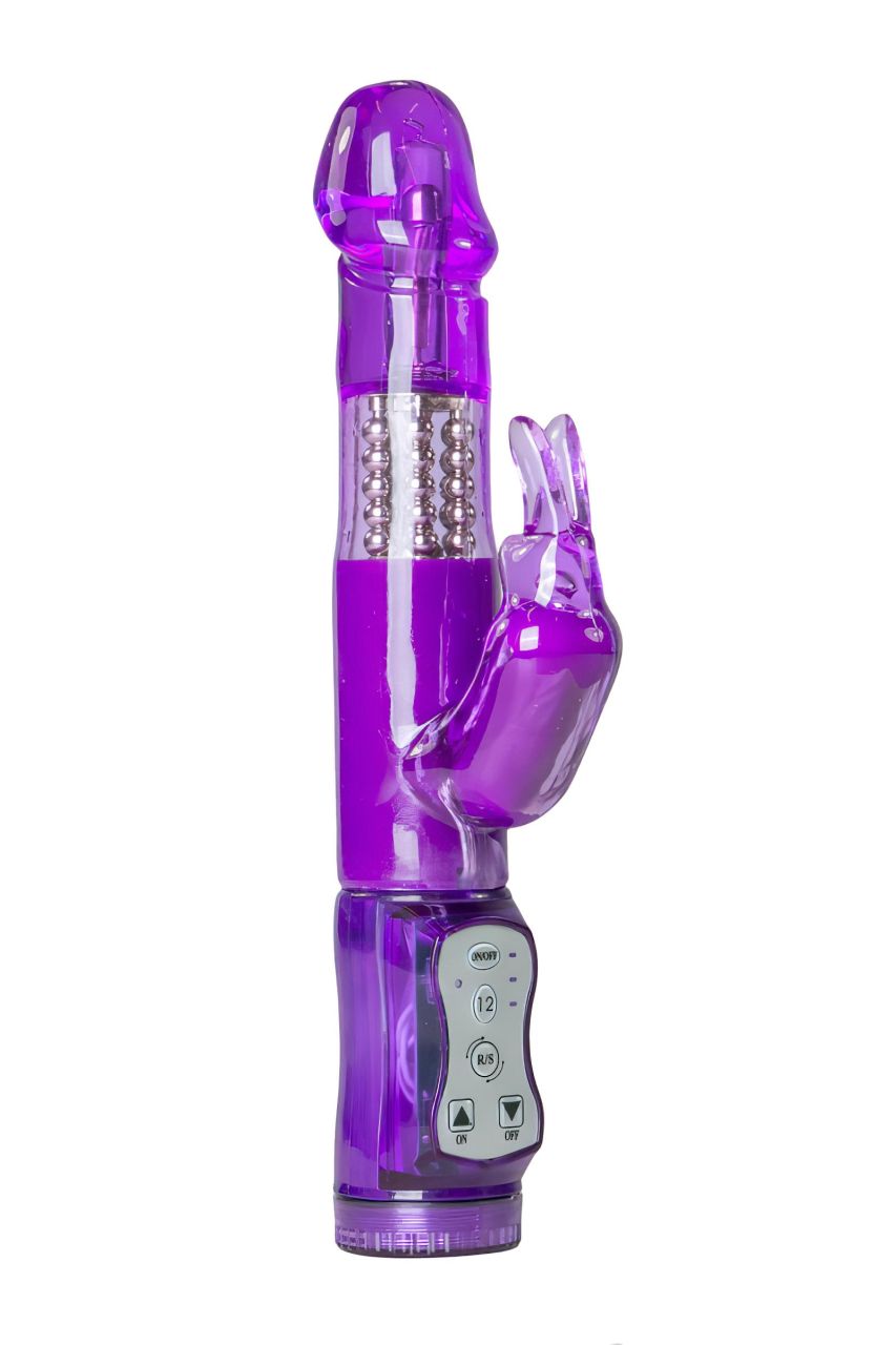 EasyToys Rabbit - forgó gyöngyös, csiklókaros vibrátor (lila)