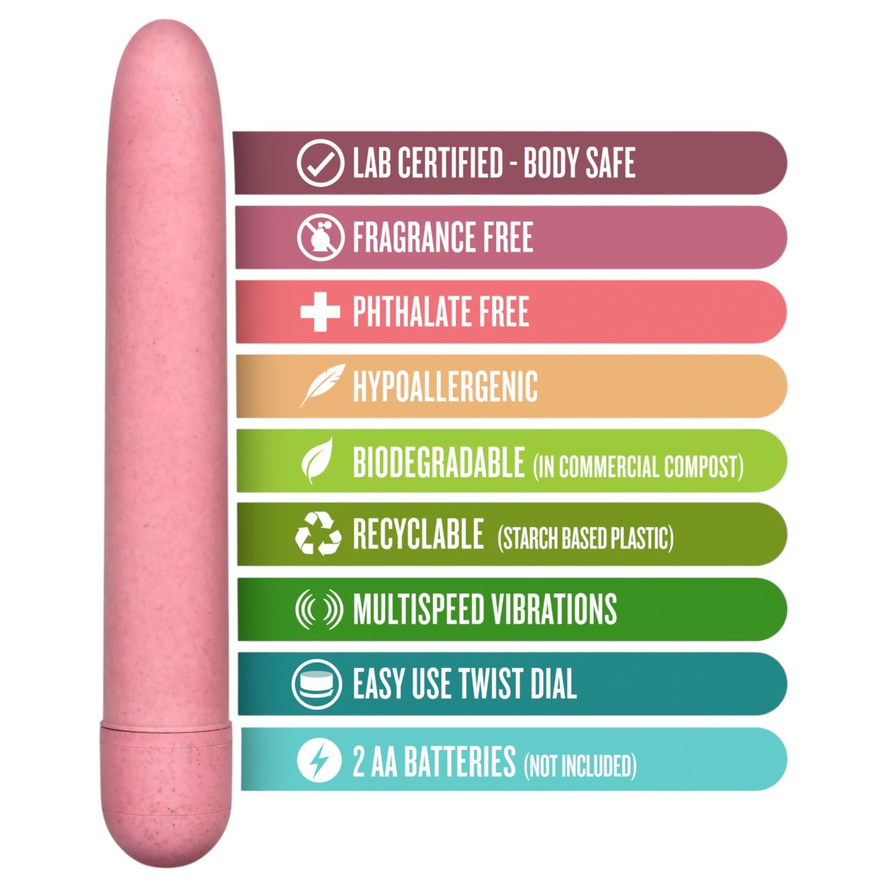 Gaia Eco L - pink környezetbarát, biolebomló rúdvibrátor (nagy)