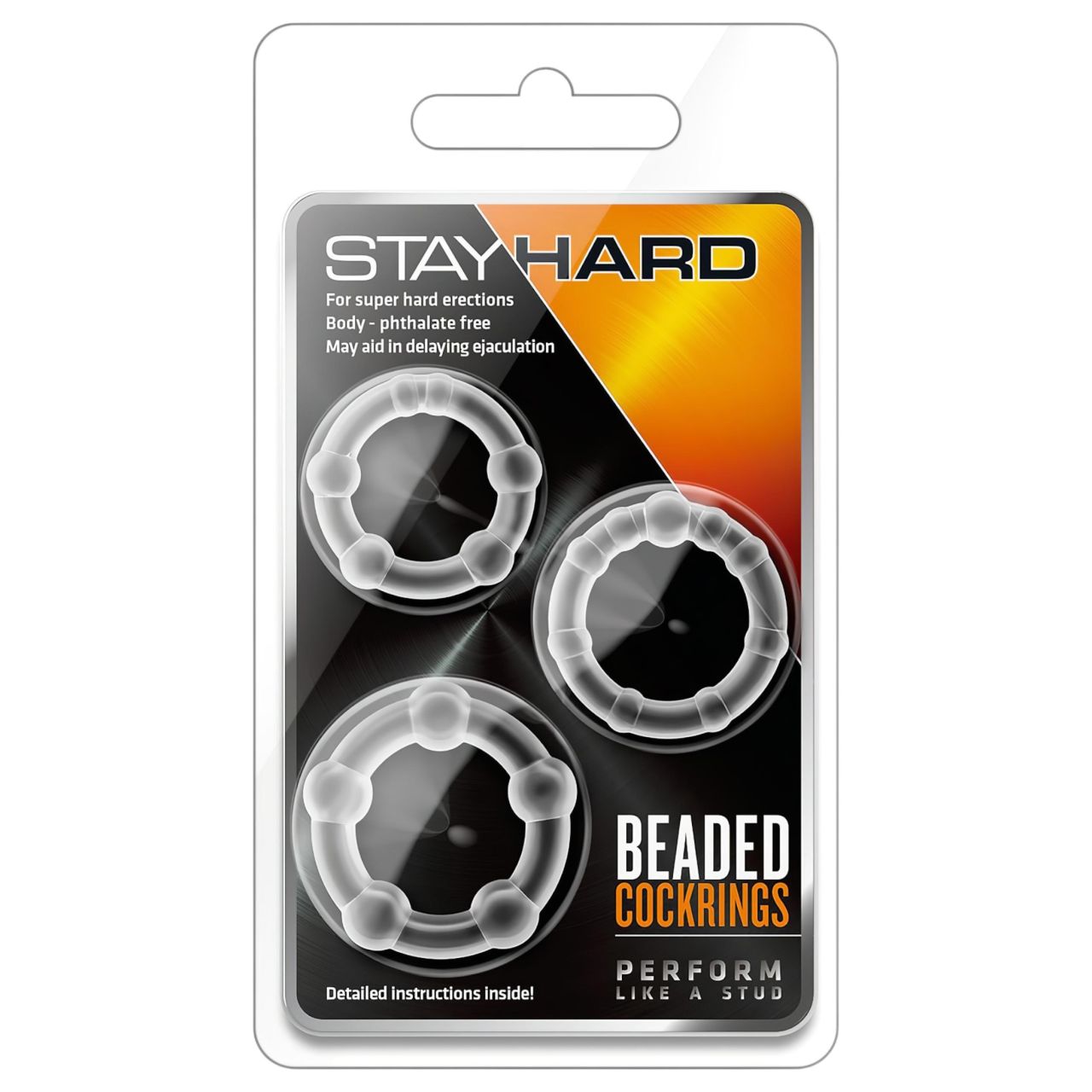 Stay Hard - változatos péniszgyűrű szett - 3 db (átlátszó)