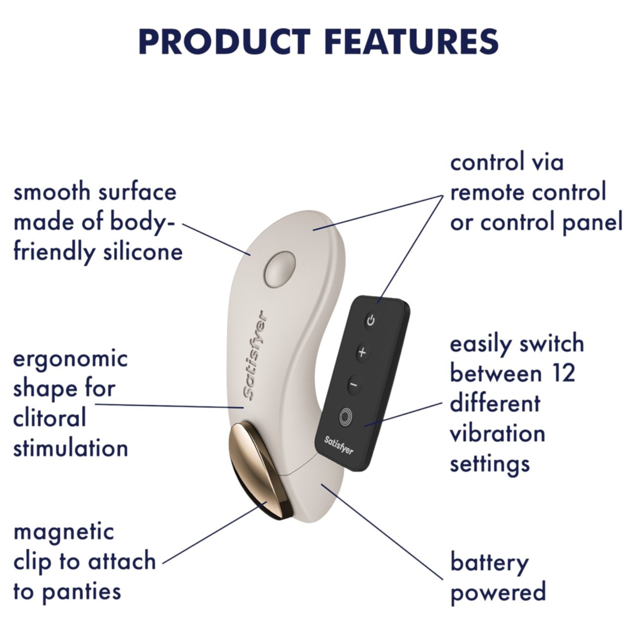 Satisfyer Little Secret - hordható bugyivibrátor, vibrációs bugyi (fehér) Satisfyer Little Secret - hordható bugyivibrátor, vibrációs bugyi (fehér)