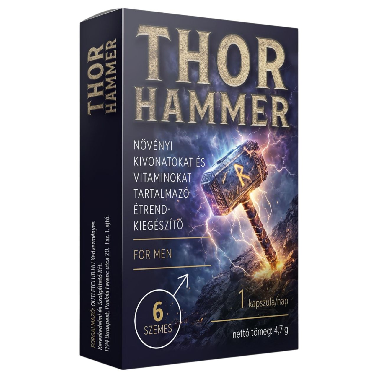 Thor Hammer - étrend-kiegészítő kapszula férfiaknak (6 db)