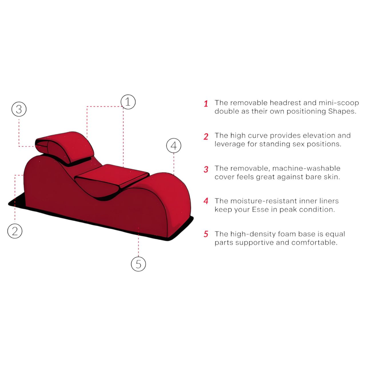 Liberator Esse Lounger - variálható tantra fotel - 3 részes (piros)