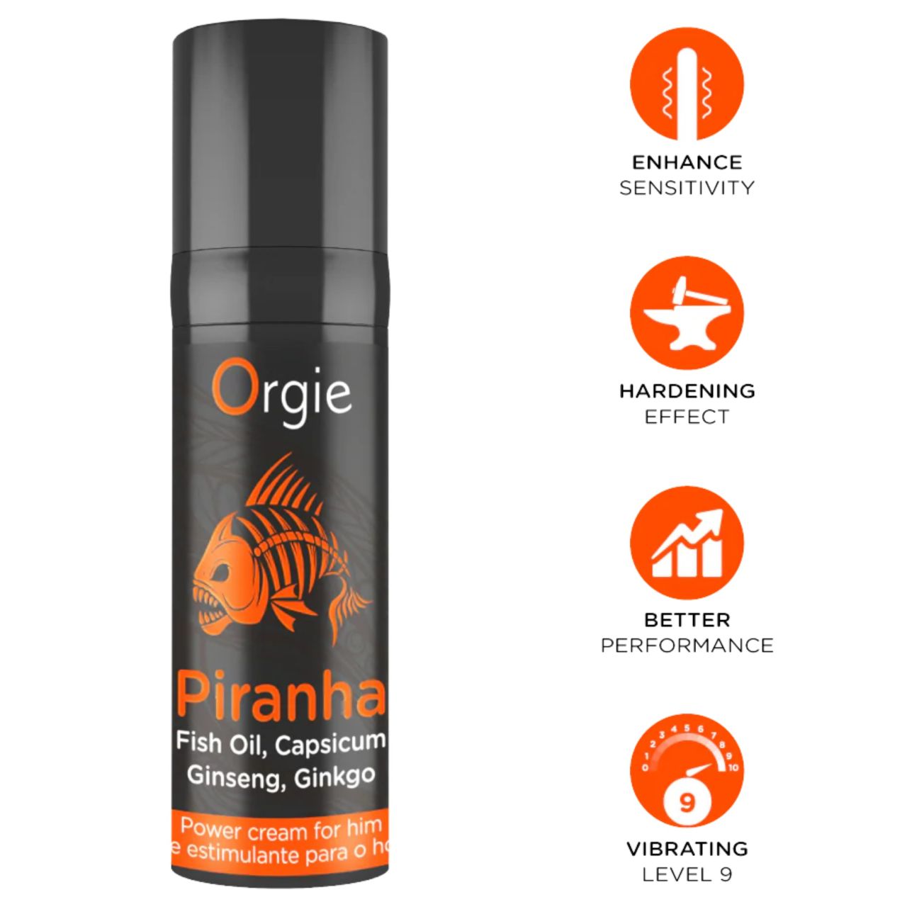 Orgie Piranha Power Cream – Stimuláló Potencianövelő Krém Férfiaknak (15 ml) Orgie Piranha Power Cream – Stimuláló Potencianövelő Krém Férfiaknak (15 ml)