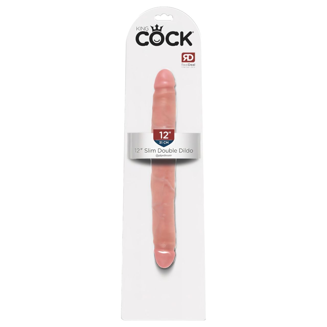 King Cock 12 Slim - élethű dupla dildó (31 cm, testszínű)