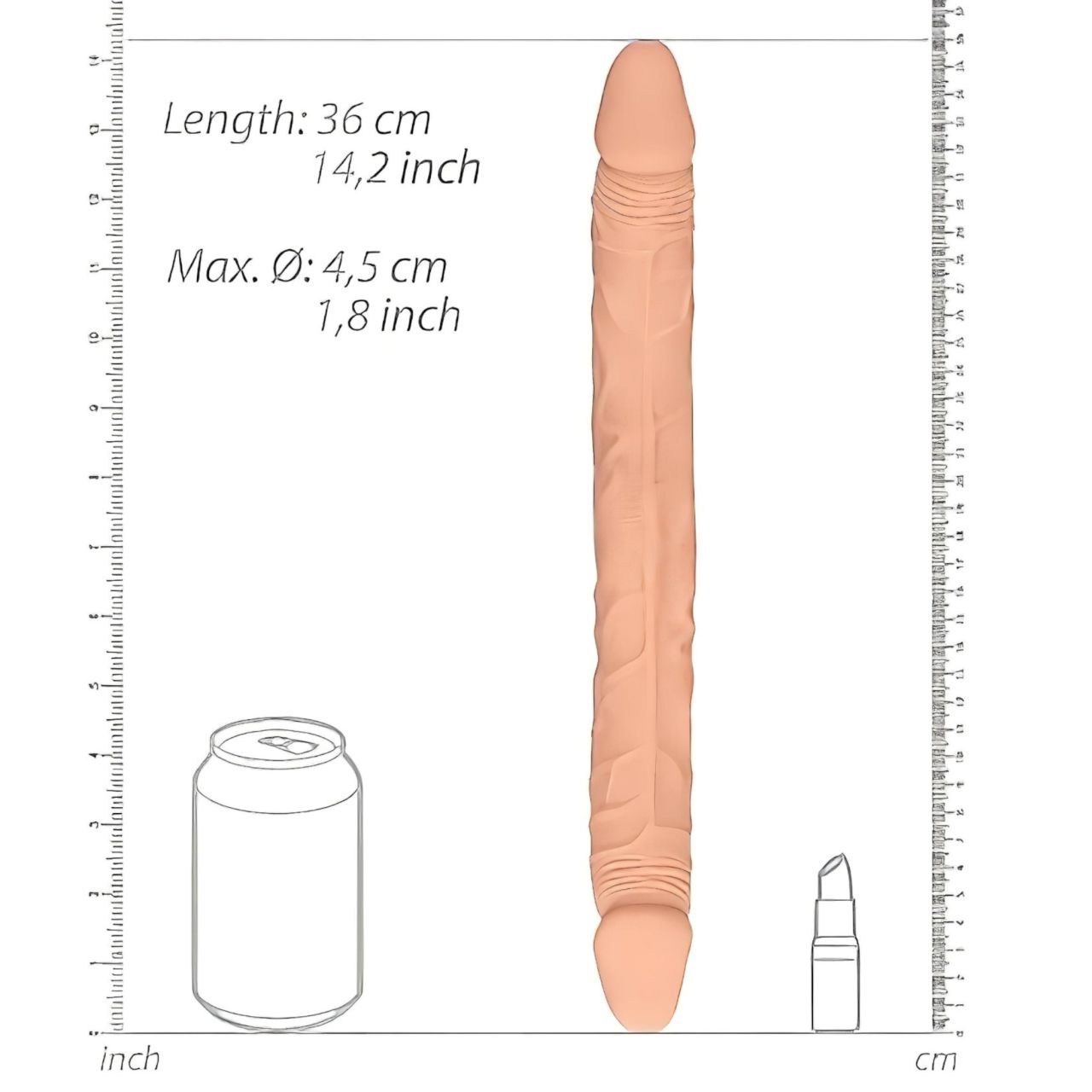 RealRock Double Dong 14 - dupla dildó (36 cm, testszínű)