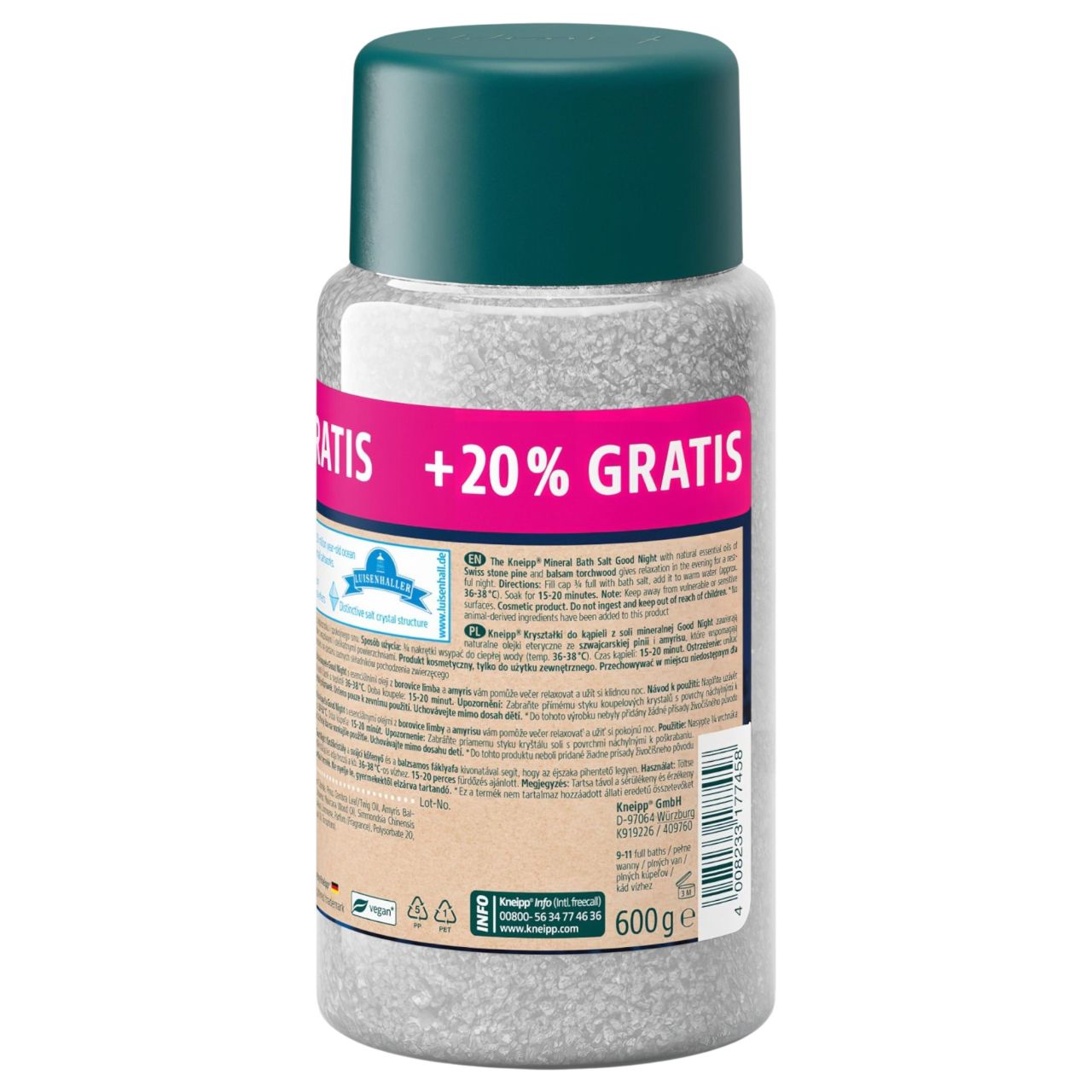 Kneipp Good Night fürdősó – cirbolyafenyő és szantálfa (600 g) Kneipp Good Night fürdősó – cirbolyafenyő és szantálfa (600 g)