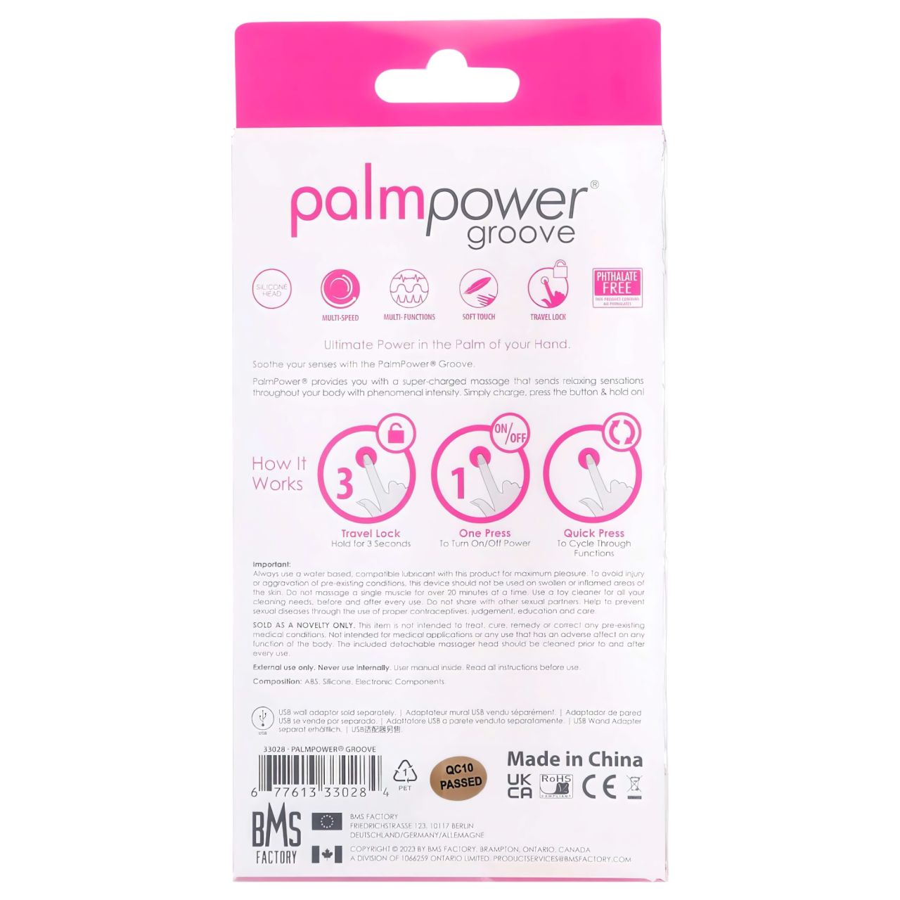 PalmPower Groove - akkus wand masszírozó vibrátor (pink)