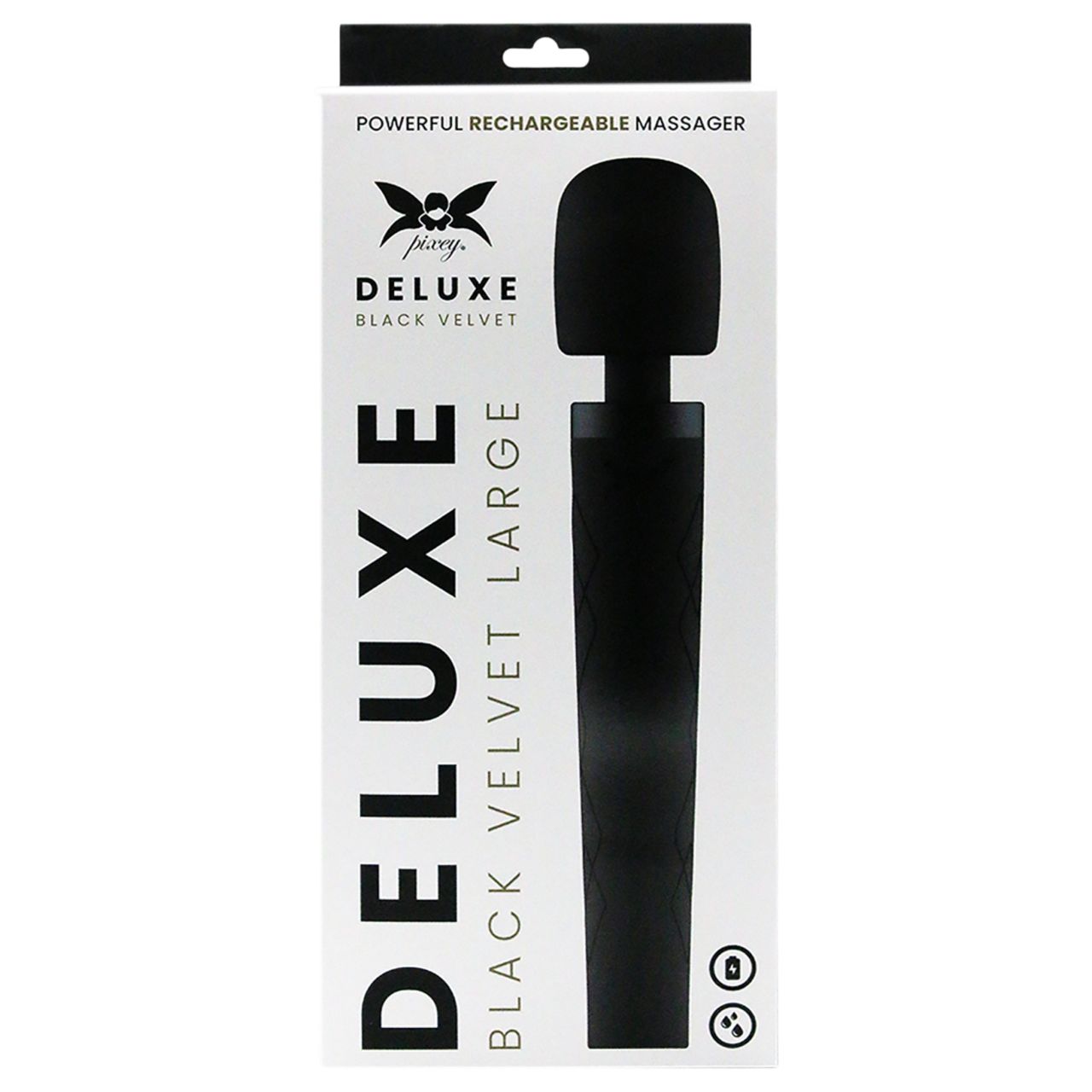 Pixey Deluxe Black Velvet - wand vibrátor L (fekete)