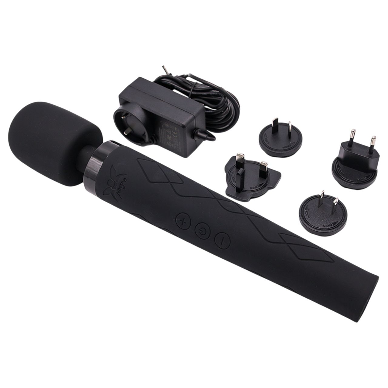 Pixey Deluxe Black Velvet - wand vibrátor L (fekete)