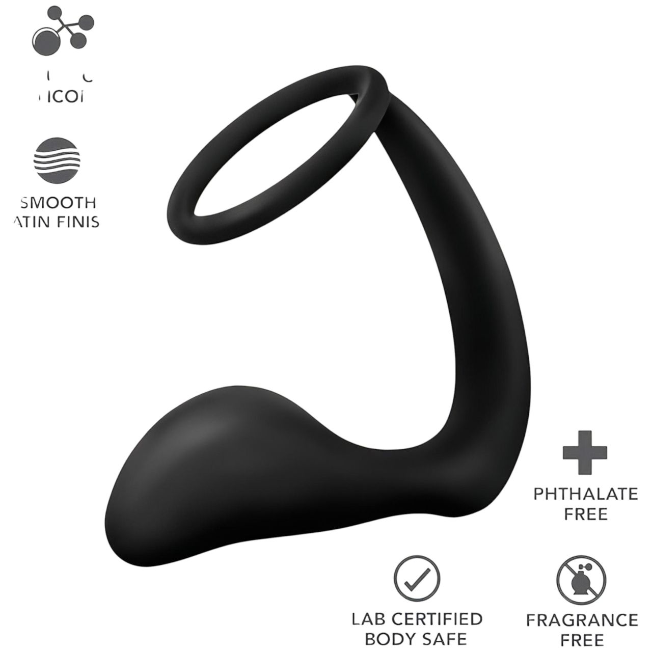 Anal Adventures Platinum - anál dildó péniszgyűrűvel (fekete) Anal Adventures Platinum - anál dildó péniszgyűrűvel (fekete)
