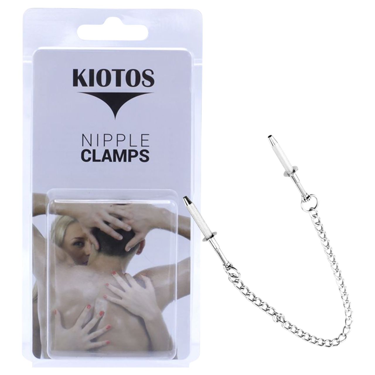 Kiotos - rozsdamentes acél bimbócsipesz, BDSM kiegészítő (ezüst)